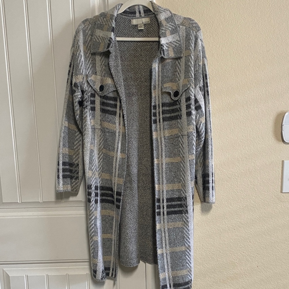 Plaid Open-Front Cardigan Sweater- Sz M